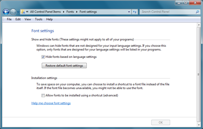 Windows 7 - Font Settings