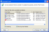 PA 7.5 Uninstalling fonts, screen 2