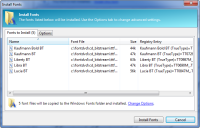 PA 8.0 - Install Fonts dialog