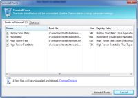 PA 8.0 - Uninstall Fonts dialog